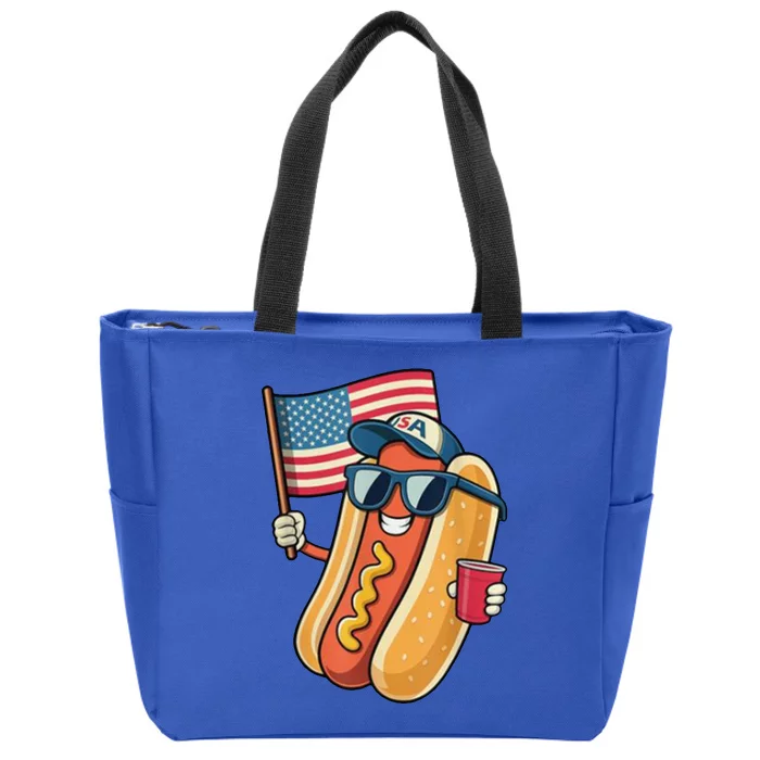 4th Of July Hotdog Funny Patriotic Usa Zip Tote Bag