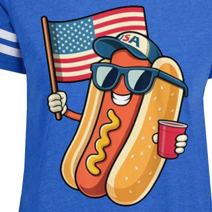 4th Of July Hotdog Funny Patriotic Usa Enza Ladies Jersey Football T-Shirt