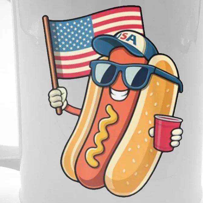 4th Of July Hotdog Funny Patriotic Usa Front & Back Beer Stein