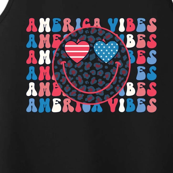 4th Of July America Vibes Happy Smile Patriotic Meaningful Gift Performance Tank