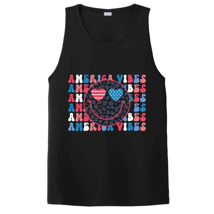 4th Of July America Vibes Happy Smile Patriotic Meaningful Gift Performance Tank