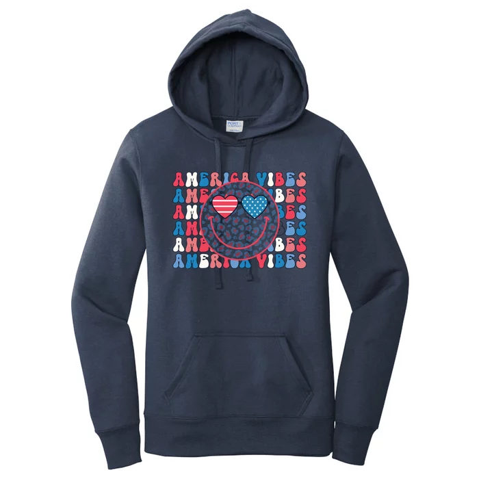 4th Of July America Vibes Happy Smile Patriotic Meaningful Gift Women's Pullover Hoodie