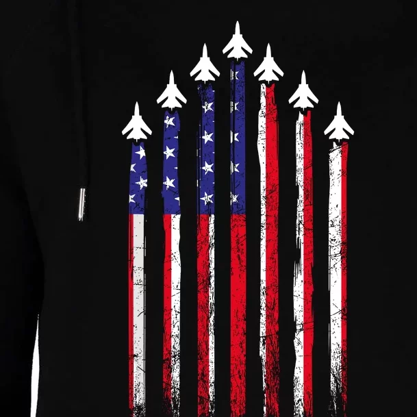 4th Of July Air Veteran Patriotic Fighter Jets Womens Funnel Neck Pullover Hood