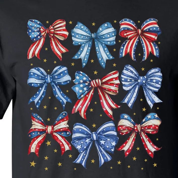 4th Of July Shirts For Coquette Bow Women American Tall T-Shirt