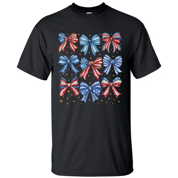 4th Of July Shirts For Coquette Bow Women American Tall T-Shirt