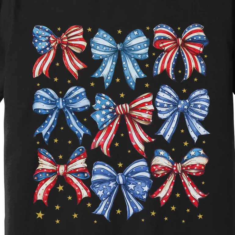 4th Of July Shirts For Coquette Bow Women American Premium T-Shirt