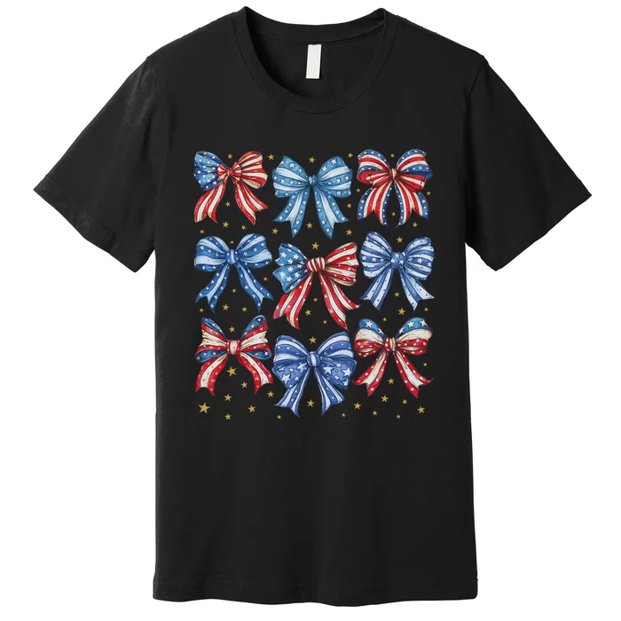 4th Of July Shirts For Coquette Bow Women American Premium T-Shirt