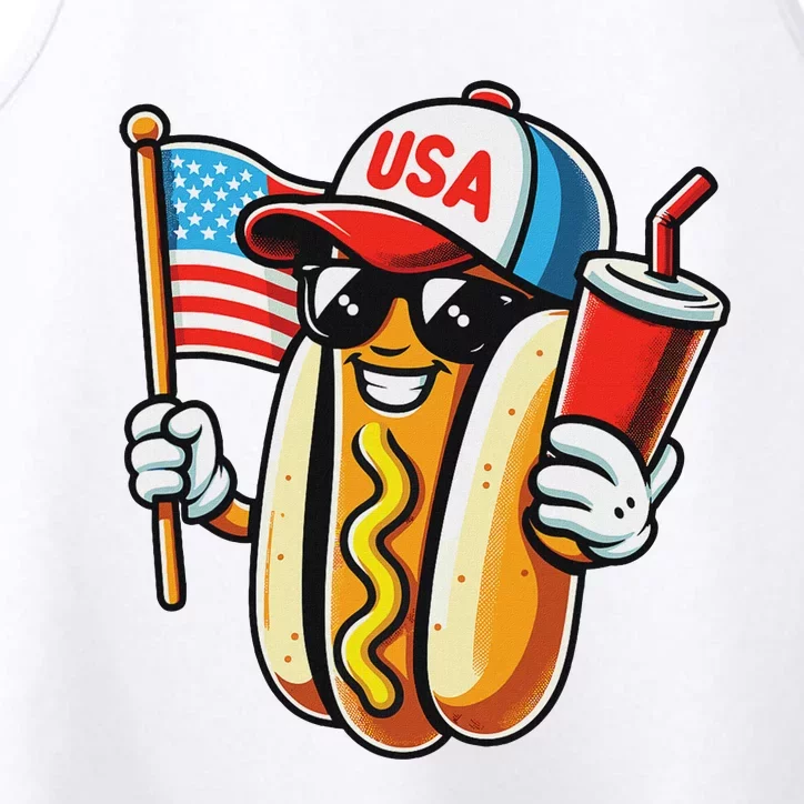 4th Of July Hotdog Sunglasses American Flag Usa Patriotic Performance Tank