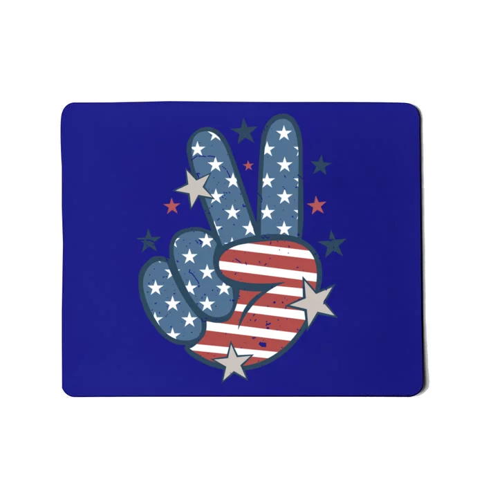 4Th Of July Peace Sign Hand American Flag Patriotic Usa Cute Gift Mousepad