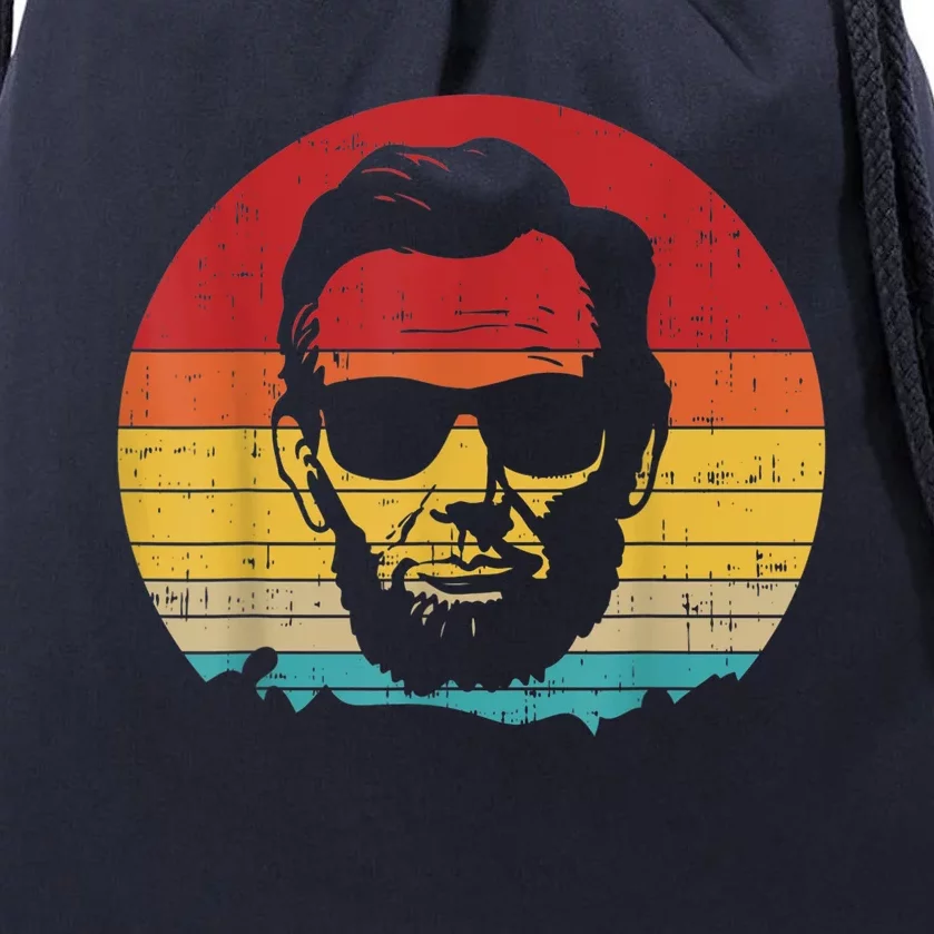 4th Of July Abe Abraham Lincoln Retro Sunset Gift Drawstring Bag