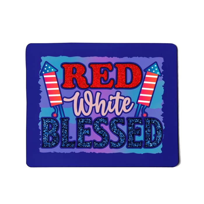 4th Of July Clothes And Accessories Red White Blessed Cute Gift Mousepad