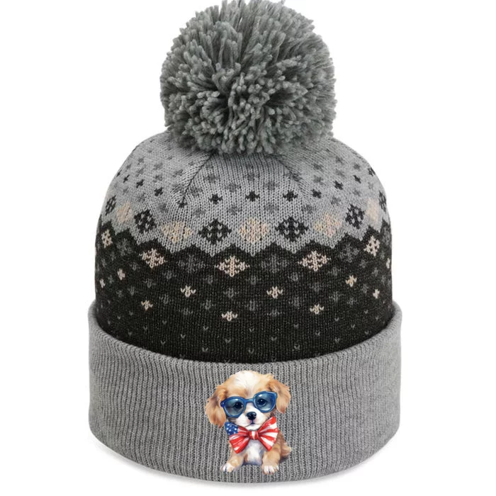 4th Of July Cute Dog Lover The Baniff Cuffed Pom Beanie