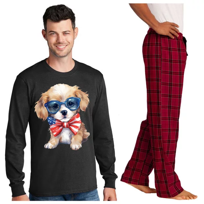 4th Of July Cute Dog Lover Long Sleeve Pajama Set