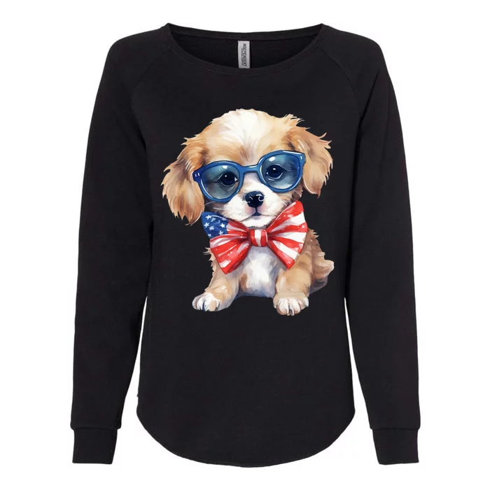 4th Of July Cute Dog Lover Womens California Wash Sweatshirt