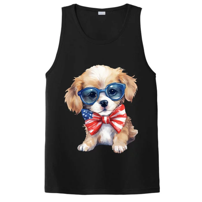 4th Of July Cute Dog Lover Performance Tank