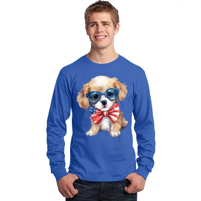 4th Of July Cute Dog Lover Long Sleeve Shirt