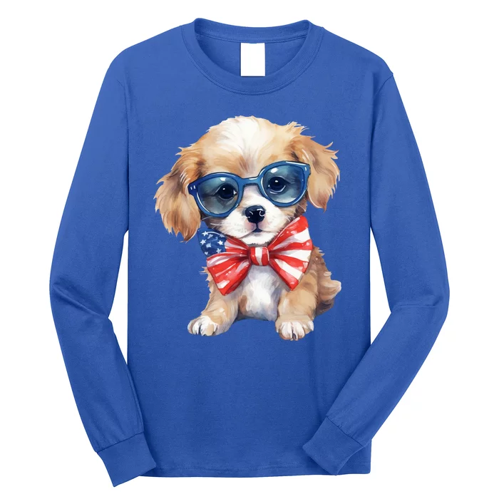 4th Of July Cute Dog Lover Long Sleeve Shirt