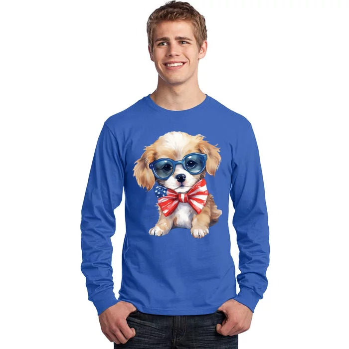 4th Of July Cute Dog Lover Tall Long Sleeve T-Shirt