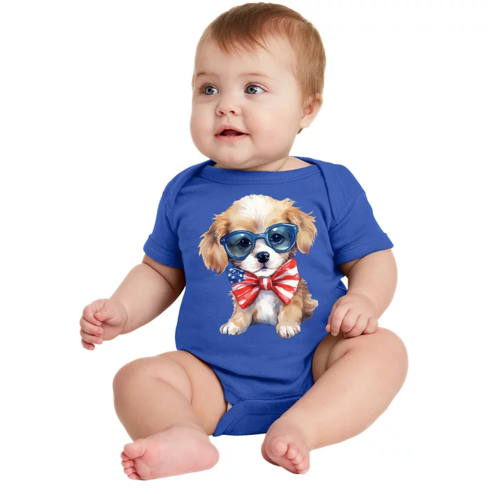 4th Of July Cute Dog Lover Baby Bodysuit