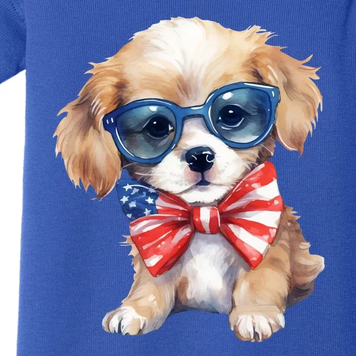 4th Of July Cute Dog Lover Baby Bodysuit