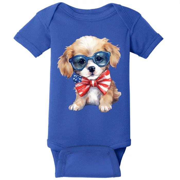 4th Of July Cute Dog Lover Baby Bodysuit