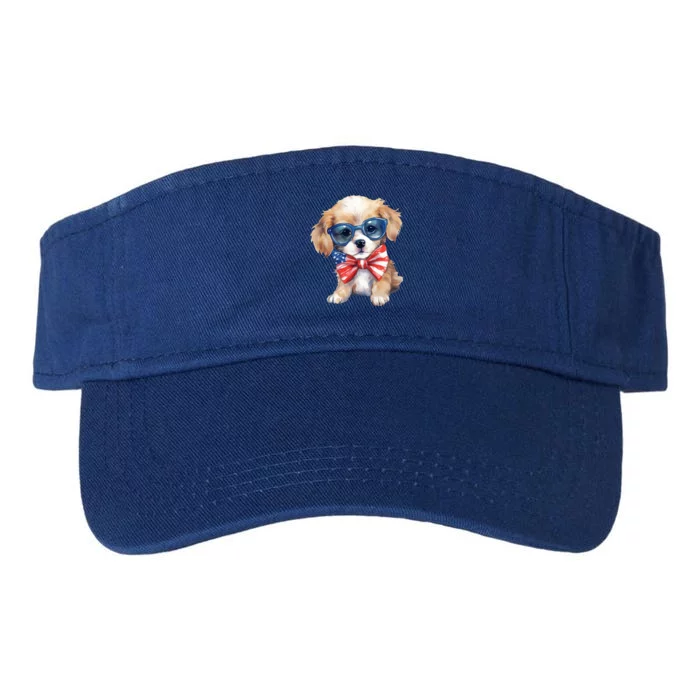 4th Of July Cute Dog Lover Valucap Bio-Washed Visor