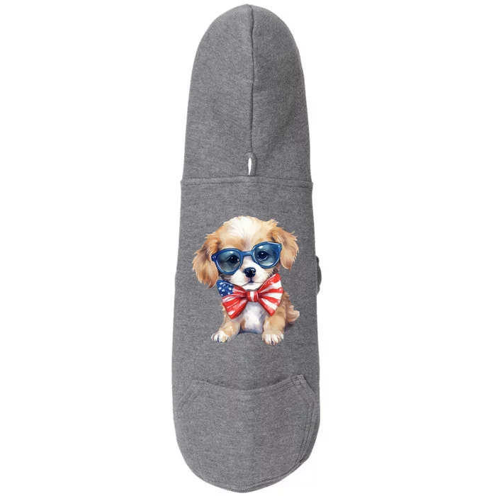 4th Of July Cute Dog Lover Doggie 3-End Fleece Hoodie