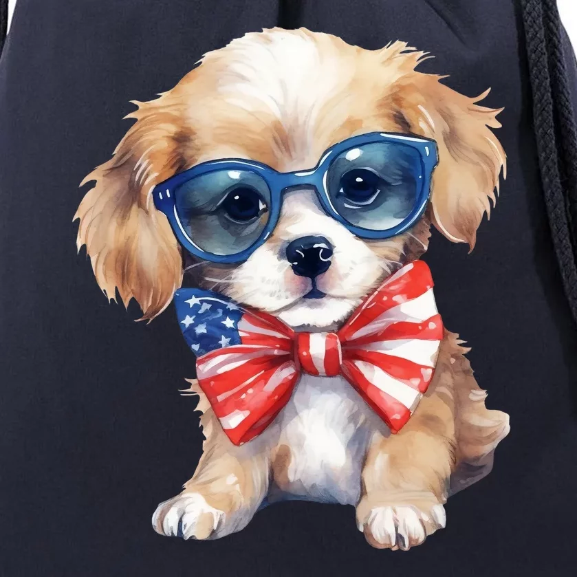 4th Of July Cute Dog Lover Drawstring Bag