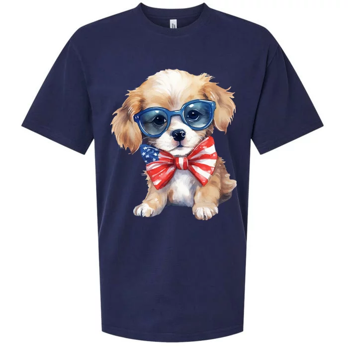 4th Of July Cute Dog Lover Sueded Cloud Jersey T-Shirt