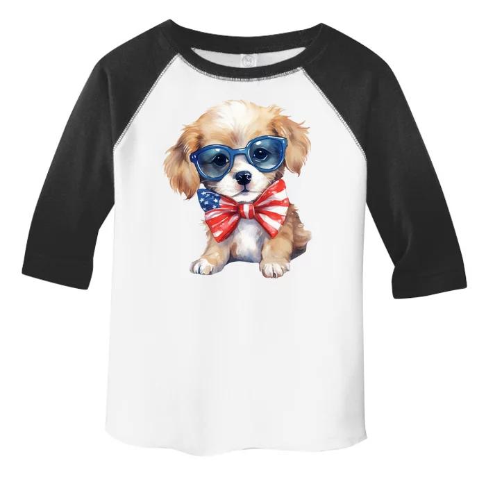 4th Of July Cute Dog Lover Toddler Fine Jersey T-Shirt