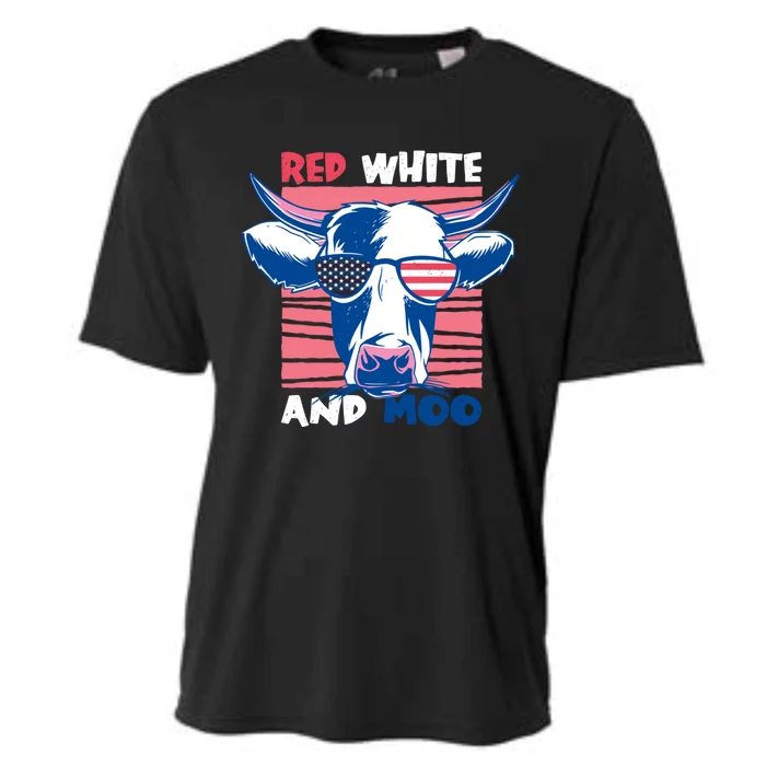 4th Of July Cow Red White And Moo Flag Patriotic Usa Gift Cooling Performance Crew T-Shirt