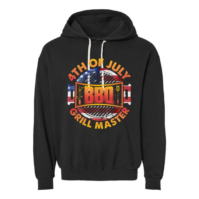 4th Of July Bbq Grill Master Gift Garment-Dyed Fleece Hoodie