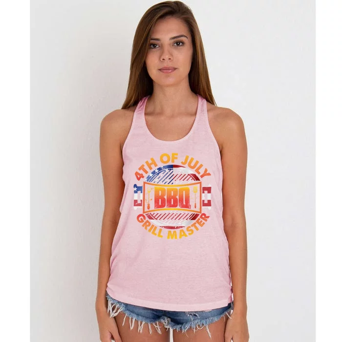 4th Of July Bbq Grill Master Gift Women's Knotted Racerback Tank