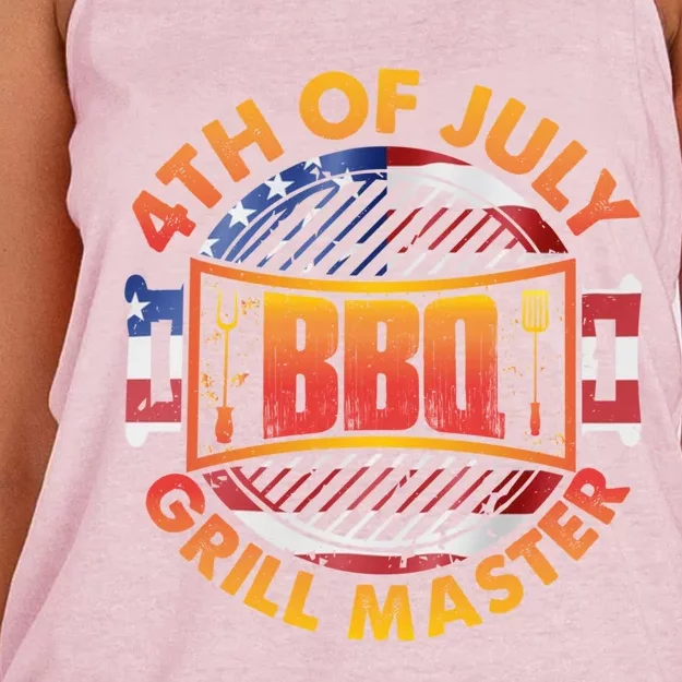 4th Of July Bbq Grill Master Gift Women's Knotted Racerback Tank