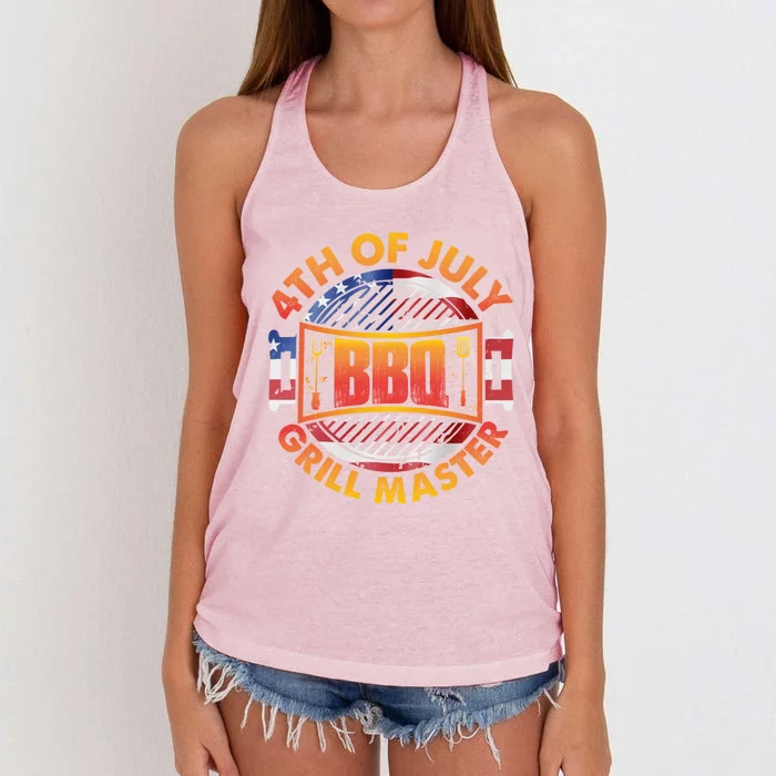 4th Of July Bbq Grill Master Gift Women's Knotted Racerback Tank