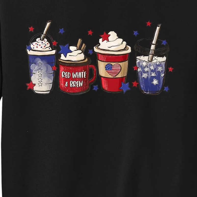 4th Of July Coffee Lover Patriotic Ice Cream Red And Blue Tall Sweatshirt