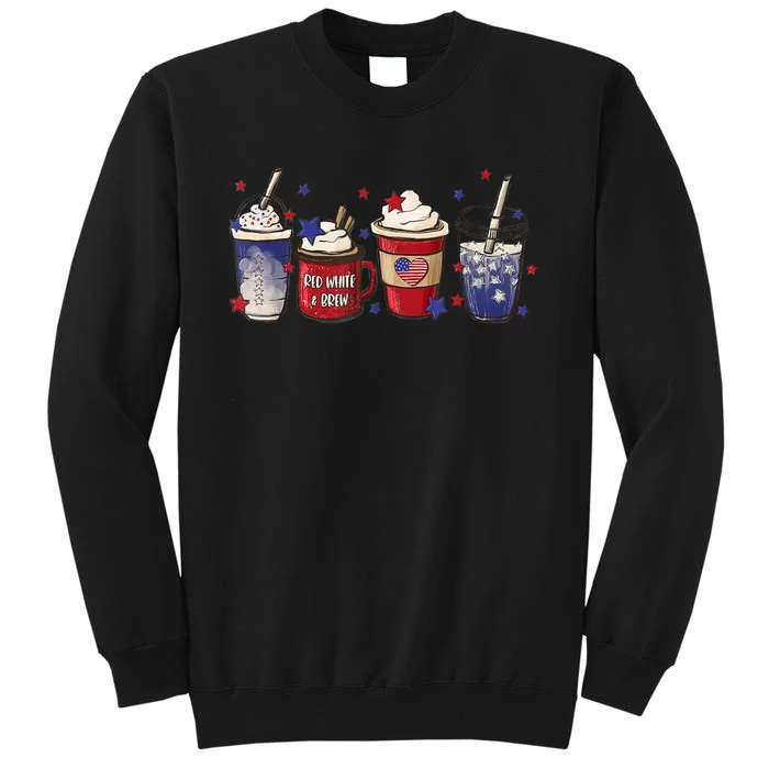 4th Of July Coffee Lover Patriotic Ice Cream Red And Blue Tall Sweatshirt