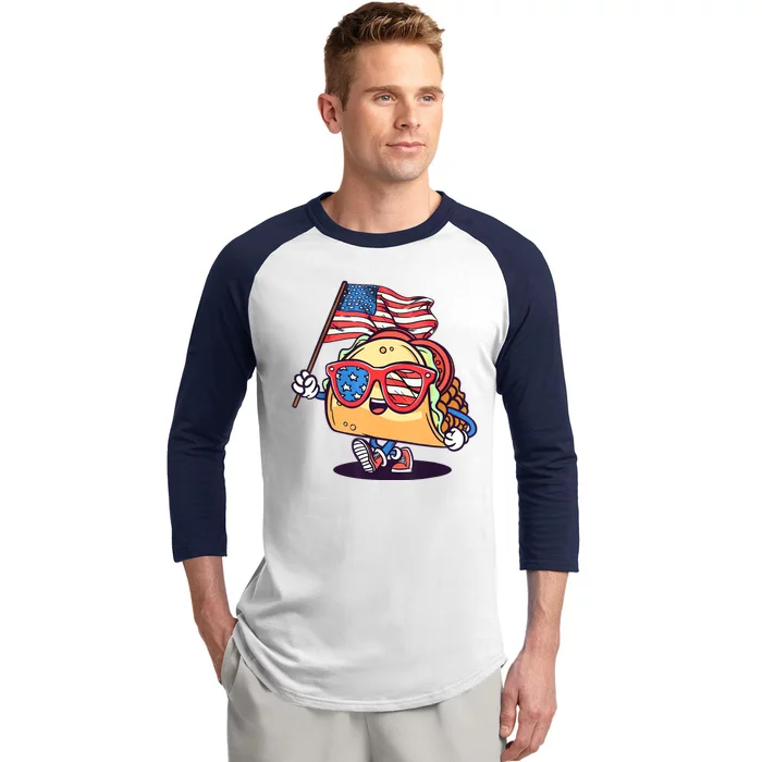 4th Of July Taco Patriotic Baseball Sleeve Shirt