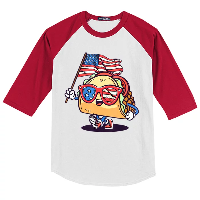 4th Of July Taco Patriotic Kids Colorblock Raglan Jersey