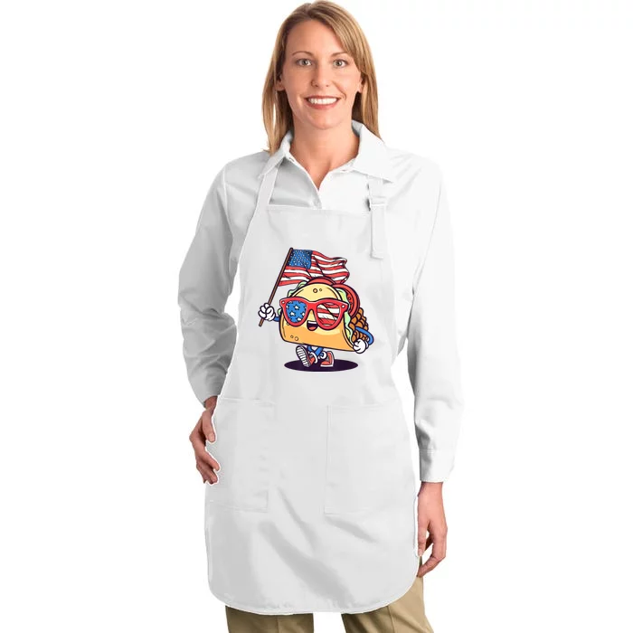 4th Of July Taco Patriotic Full-Length Apron With Pocket