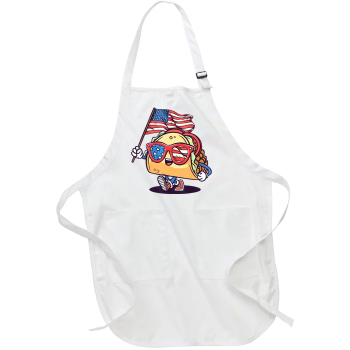 4th Of July Taco Patriotic Full-Length Apron With Pocket