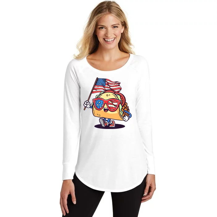 4th Of July Taco Patriotic Women's Perfect Tri Tunic Long Sleeve Shirt