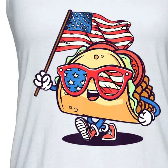 4th Of July Taco Patriotic Ladies Essential Flowy Tank