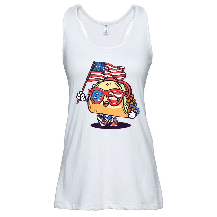 4th Of July Taco Patriotic Ladies Essential Flowy Tank