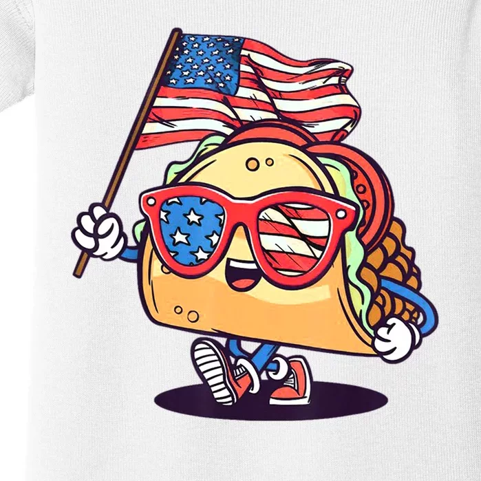 4th Of July Taco Patriotic Baby Bodysuit