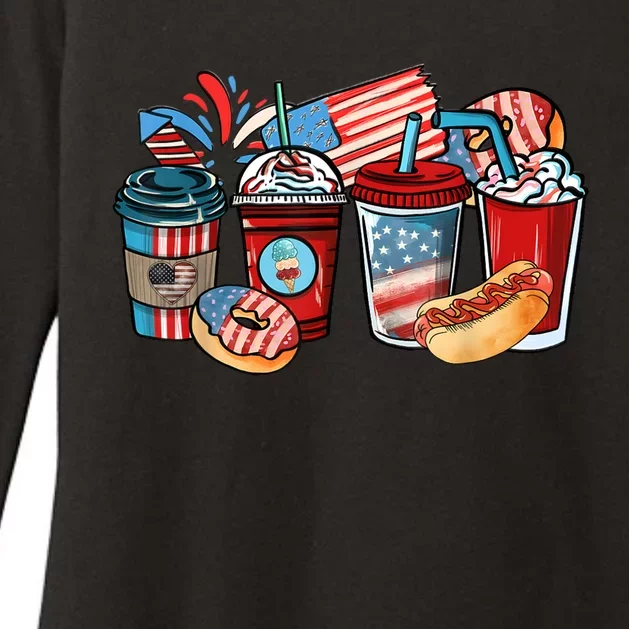 4th Of July Coffee Lover USA Women Patriotic Red And Blue Womens CVC Long Sleeve Shirt