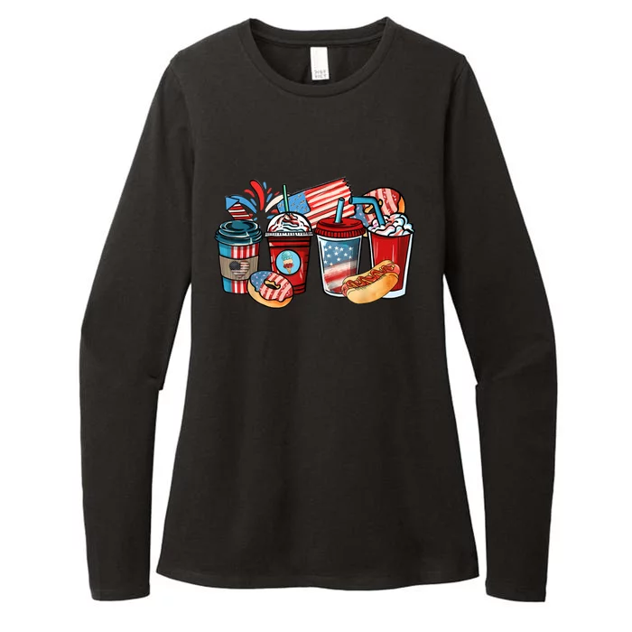 4th Of July Coffee Lover USA Women Patriotic Red And Blue Womens CVC Long Sleeve Shirt