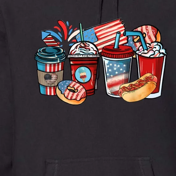 4th Of July Coffee Lover USA Women Patriotic Red And Blue Premium Hoodie