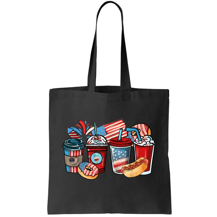 4th Of July Coffee Lover USA Women Patriotic Red And Blue Tote Bag