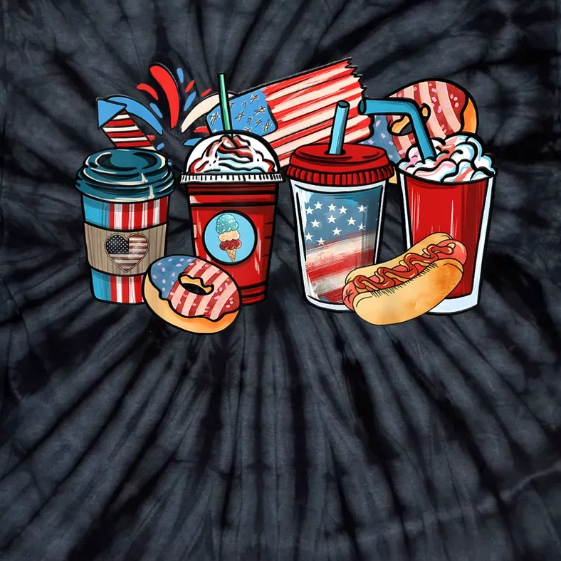 4th Of July Coffee Lover USA Women Patriotic Red And Blue Tie-Dye T-Shirt